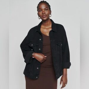 Reformation Simone Oversized Denim Jacket Black Distressed Wash